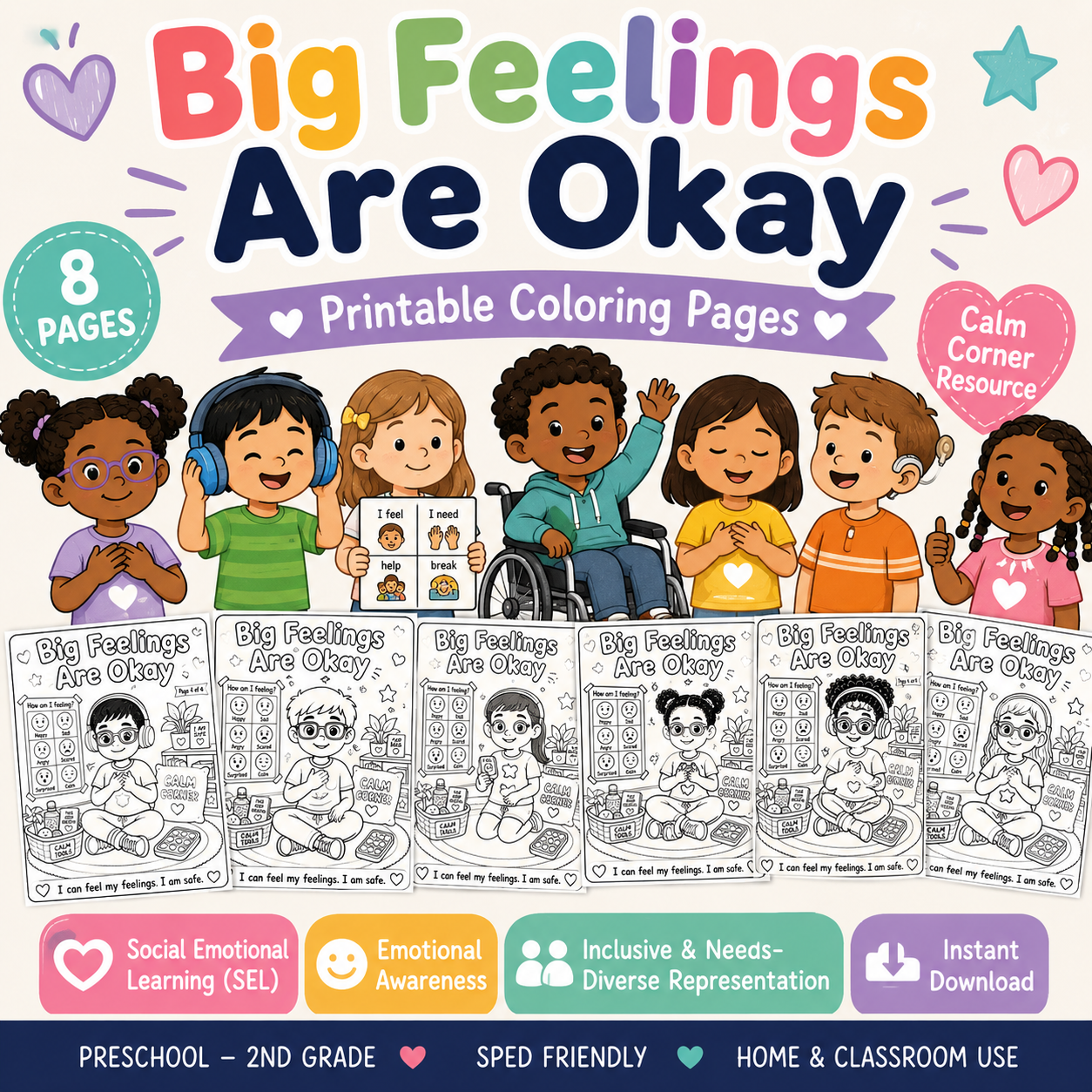 Big Feelings Are Okay Coloring Page